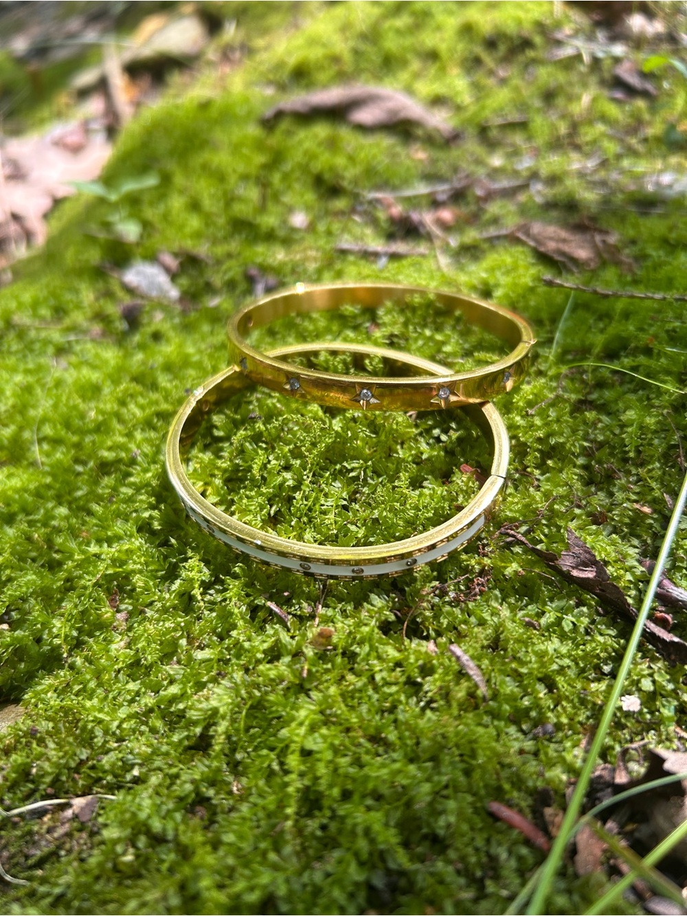 Gold Toned Crystal Accent Bangle Bracelets for Women